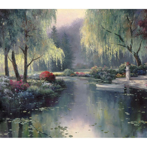 Lakeside Gardens Gold Ornate Wood Framed Art Print with Double Matting by Unknown