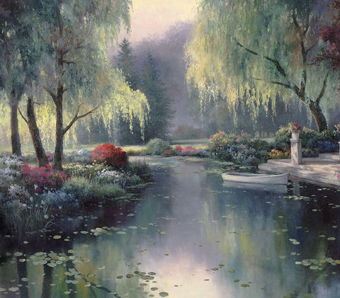 Lakeside Gardens Black Ornate Wood Framed Art Print with Double Matting by Unknown