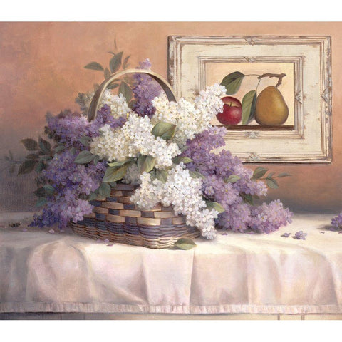 Lavendar Flowers Black Modern Wood Framed Art Print by Unknown