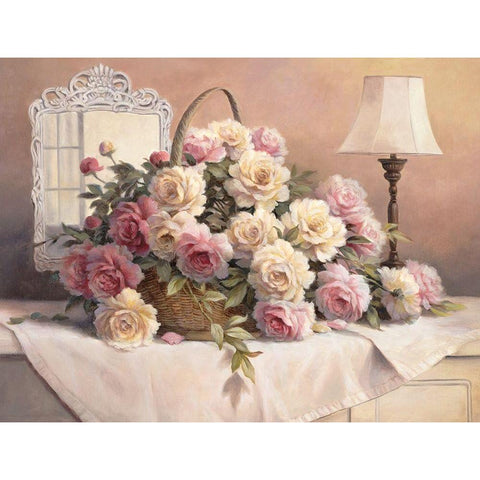 Rose Floral Black Modern Wood Framed Art Print by Unknown