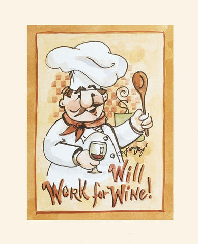 Chef Works 4 Wine White Modern Wood Framed Art Print with Double Matting by Unknown