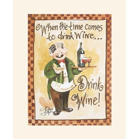 Drink Wine White Modern Wood Framed Art Print by Unknown