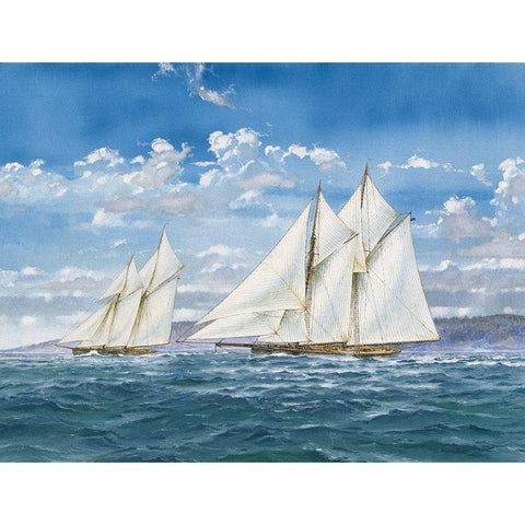 Sloops and Sail I Black Modern Wood Framed Art Print by Unknown