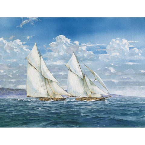 Sloops and Sail II Black Modern Wood Framed Art Print by Unknown