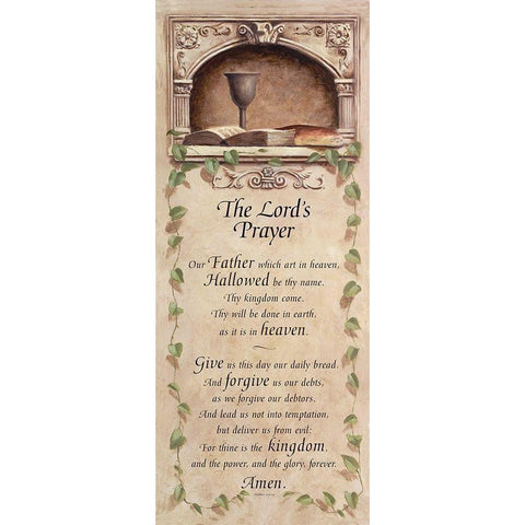 Lords Prayer White Modern Wood Framed Art Print by Unknown