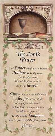 Lords Prayer White Modern Wood Framed Art Print with Double Matting by Unknown