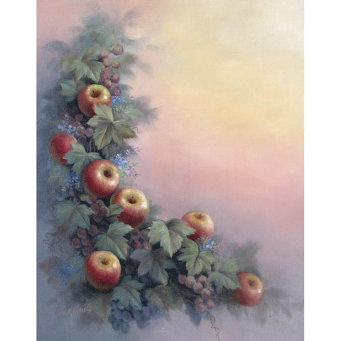 Apple/Grape OP Gold Ornate Wood Framed Art Print with Double Matting by Unknown