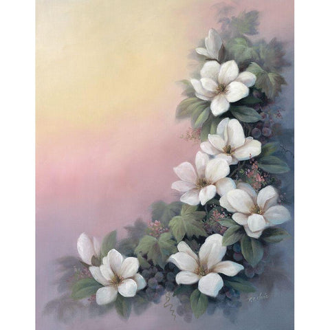 Magnolia OP Black Modern Wood Framed Art Print by Unknown