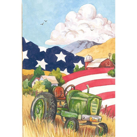 American Tractor Gold Ornate Wood Framed Art Print with Double Matting by Unknown