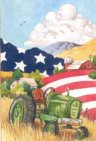 American Tractor White Modern Wood Framed Art Print with Double Matting by Unknown