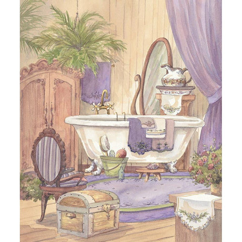 Victorian Bathroom I Black Modern Wood Framed Art Print with Double Matting by Unknown