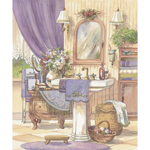 Victorian Bathroom II White Modern Wood Framed Art Print by Unknown