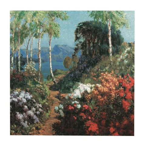 Bay Garden Black Ornate Wood Framed Art Print with Double Matting by Unknown