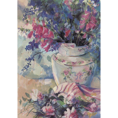 Floral Vase White Modern Wood Framed Art Print by Unknown