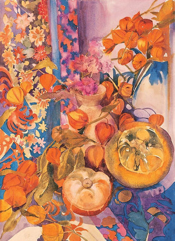 Floral Pandemonium I Black Ornate Wood Framed Art Print with Double Matting by Unknown