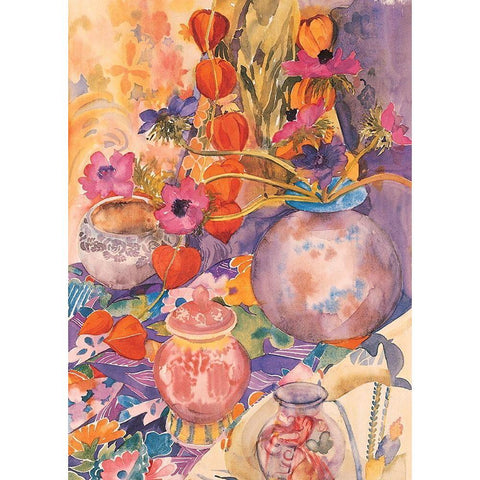 Floral Pandemonium II Black Modern Wood Framed Art Print with Double Matting by Unknown