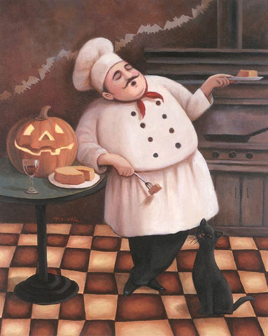 Halloween Chef I White Modern Wood Framed Art Print with Double Matting by Unknown