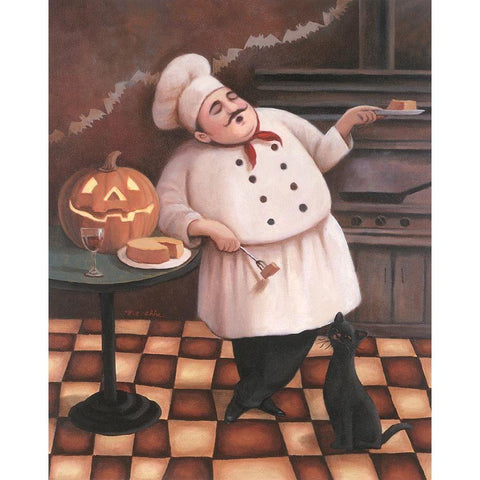 Halloween Chef I White Modern Wood Framed Art Print by Unknown