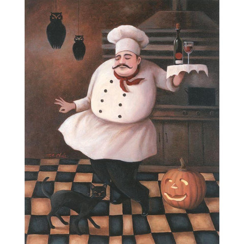 Halloween Chef II White Modern Wood Framed Art Print by Unknown