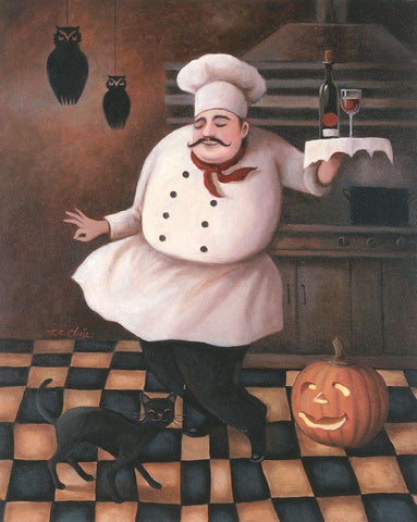 Halloween Chef II Black Ornate Wood Framed Art Print with Double Matting by Unknown