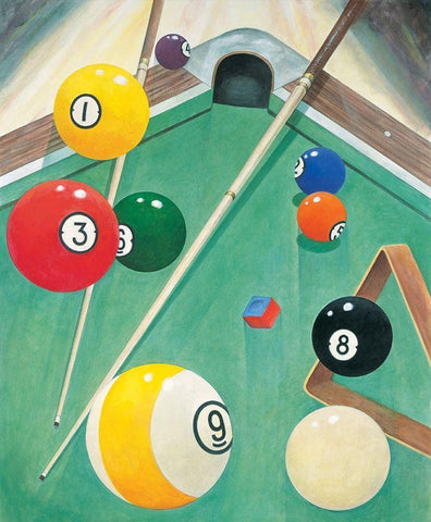 Billiards I White Modern Wood Framed Art Print with Double Matting by Unknown