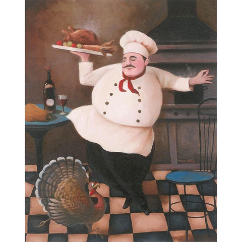 Thanksgiving Chef II Black Modern Wood Framed Art Print with Double Matting by Unknown