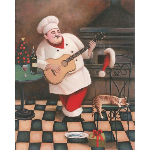 Christmas Chef I Gold Ornate Wood Framed Art Print with Double Matting by Unknown