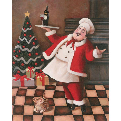 Christmas Chef II White Modern Wood Framed Art Print by Unknown