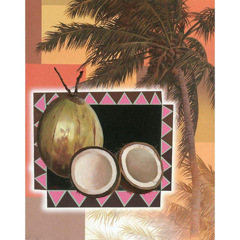 Coconut Tree White Modern Wood Framed Art Print by Unknown
