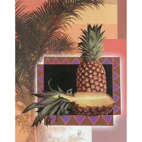 Pineapple Tree White Modern Wood Framed Art Print by Unknown