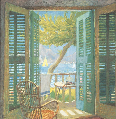 The Cabana Black Ornate Wood Framed Art Print with Double Matting by Unknown