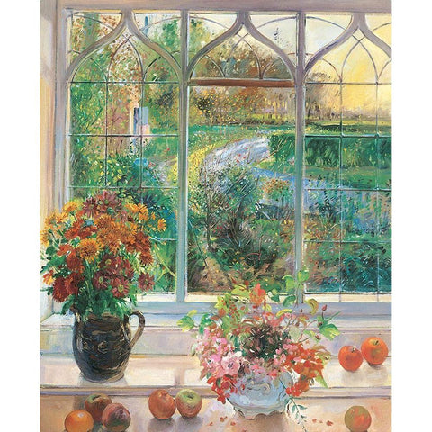 Garden Window White Modern Wood Framed Art Print by Unknown