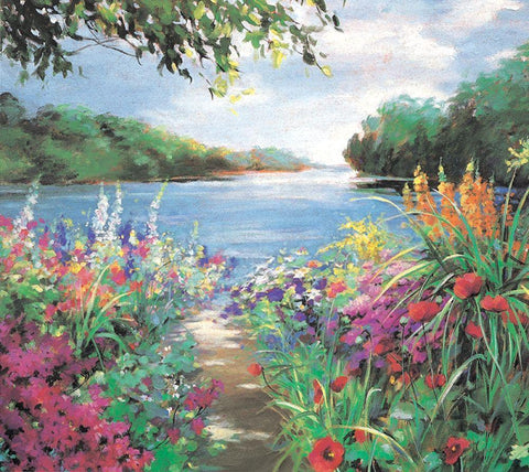 Kakeside Flowers II White Modern Wood Framed Art Print with Double Matting by Unknown