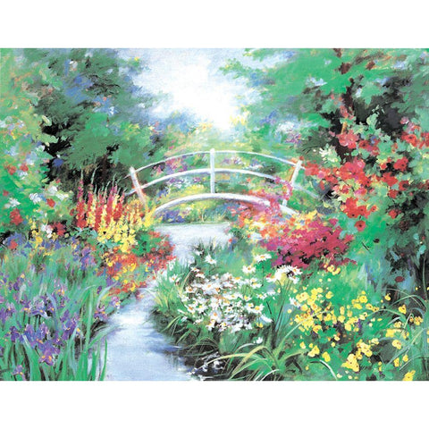 Bridge in Garden Black Modern Wood Framed Art Print with Double Matting by Unknown