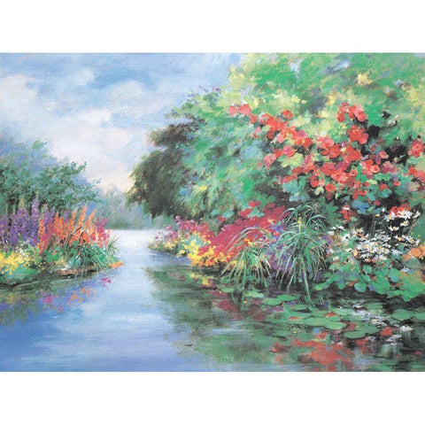 Lakeside Gardens Black Modern Wood Framed Art Print with Double Matting by Unknown