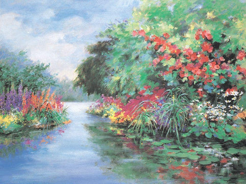 Lakeside Gardens White Modern Wood Framed Art Print with Double Matting by Unknown