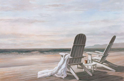 Coffee on the Beach II White Modern Wood Framed Art Print with Double Matting by Unknown