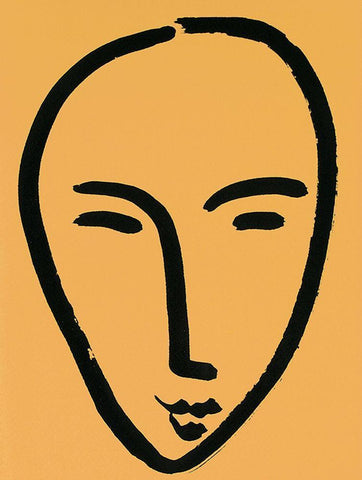 Yellow Face Black Ornate Wood Framed Art Print with Double Matting by Unknown