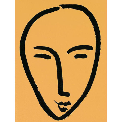 Yellow Face White Modern Wood Framed Art Print by Unknown