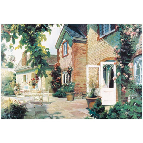 Brick House Gold Ornate Wood Framed Art Print with Double Matting by Unknown