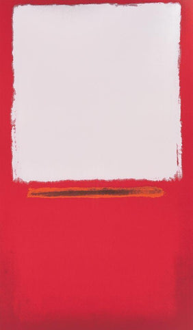 Red Block Black Ornate Wood Framed Art Print with Double Matting by Unknown