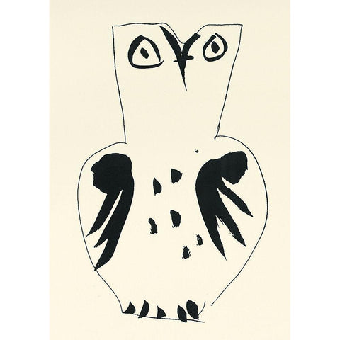Owl Vase White Modern Wood Framed Art Print by Unknown
