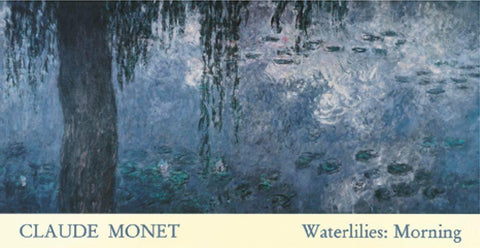 Waterlilies White Modern Wood Framed Art Print with Double Matting by Monet, Claude