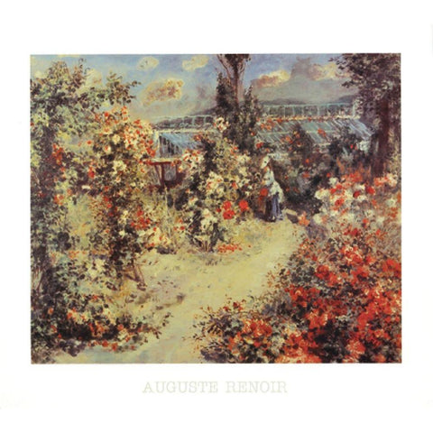 Garden Gold Ornate Wood Framed Art Print with Double Matting by Renoir, Pierre-Auguste