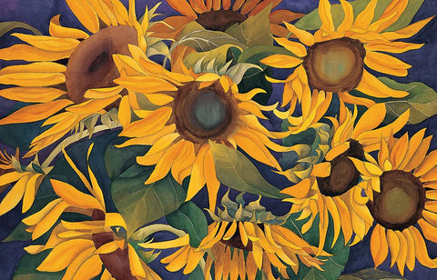 Sunflower Madness Black Modern Wood Framed Art Print by Unknown