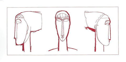 Red Face Black Ornate Wood Framed Art Print with Double Matting by Unknown