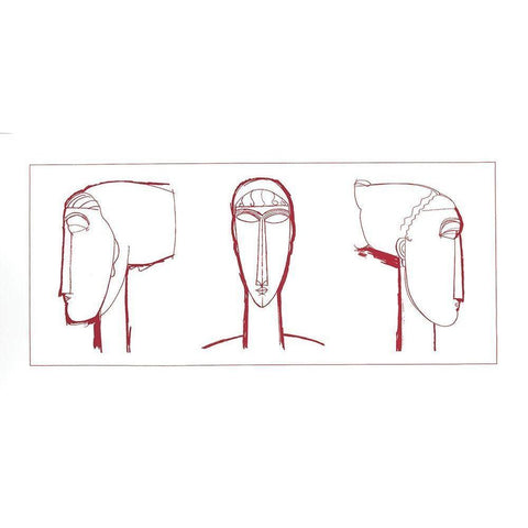 Red Face White Modern Wood Framed Art Print by Unknown