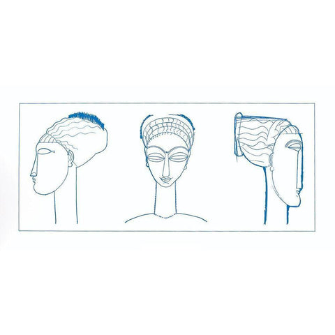 Blue Face White Modern Wood Framed Art Print by Unknown