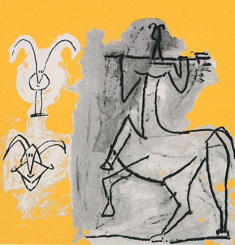 Horseman White Modern Wood Framed Art Print with Double Matting by Unknown