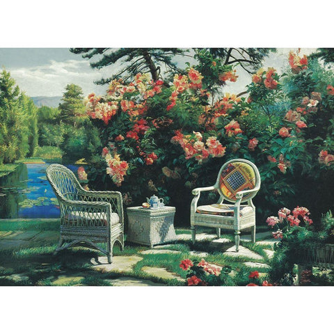 In the Garden Black Modern Wood Framed Art Print with Double Matting by Unknown